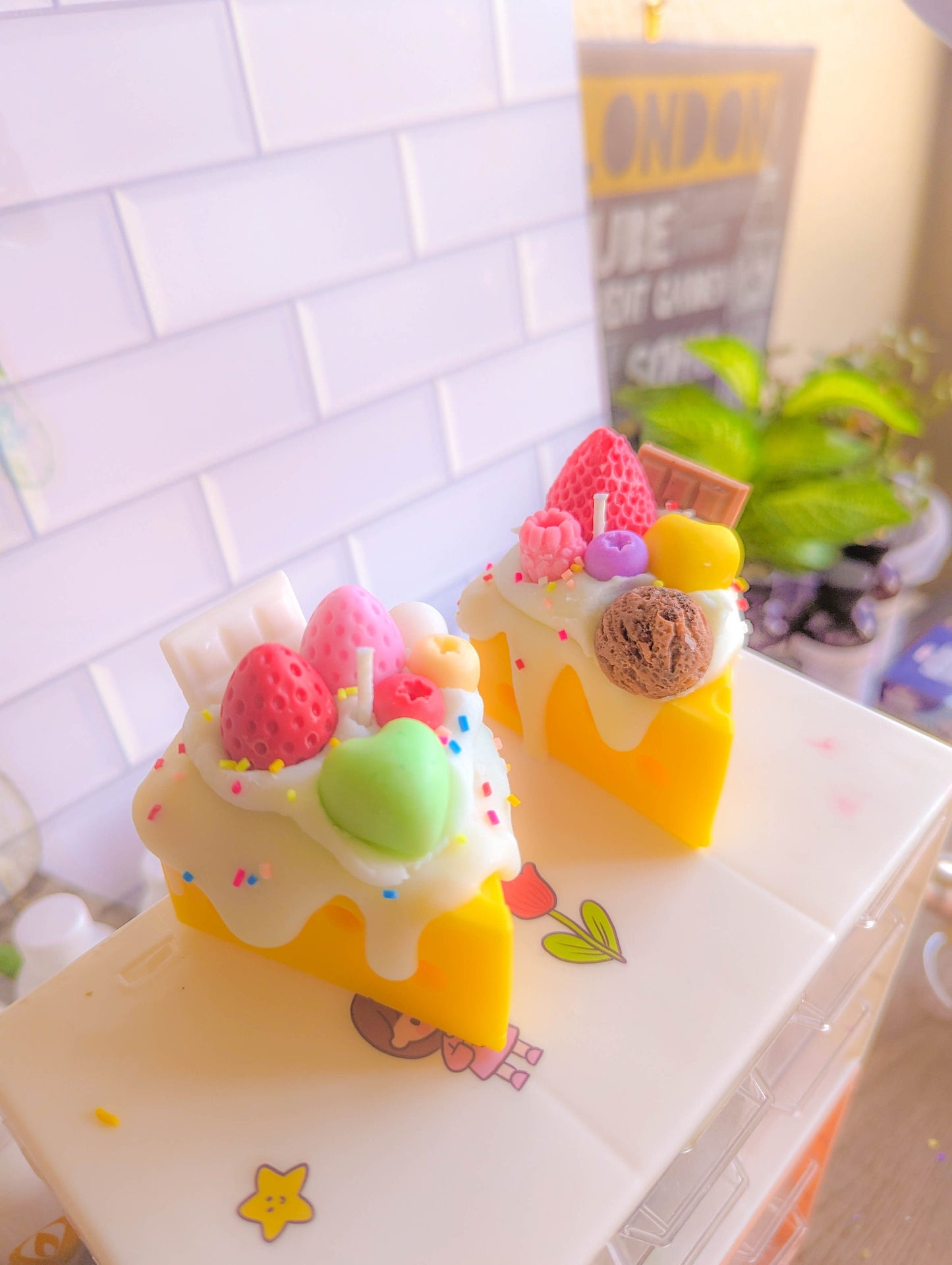 Kawaii cheesecake dessert candles