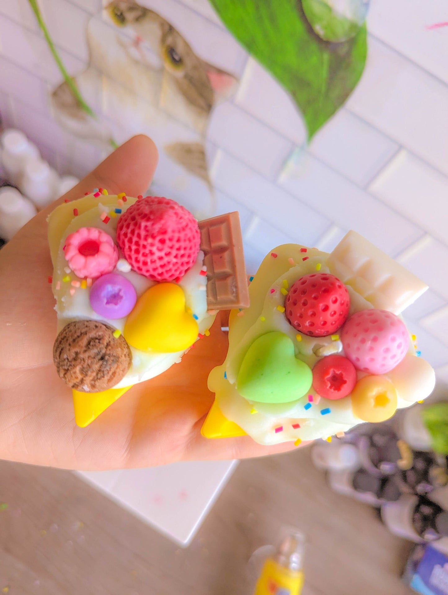 Kawaii cheesecake dessert candles