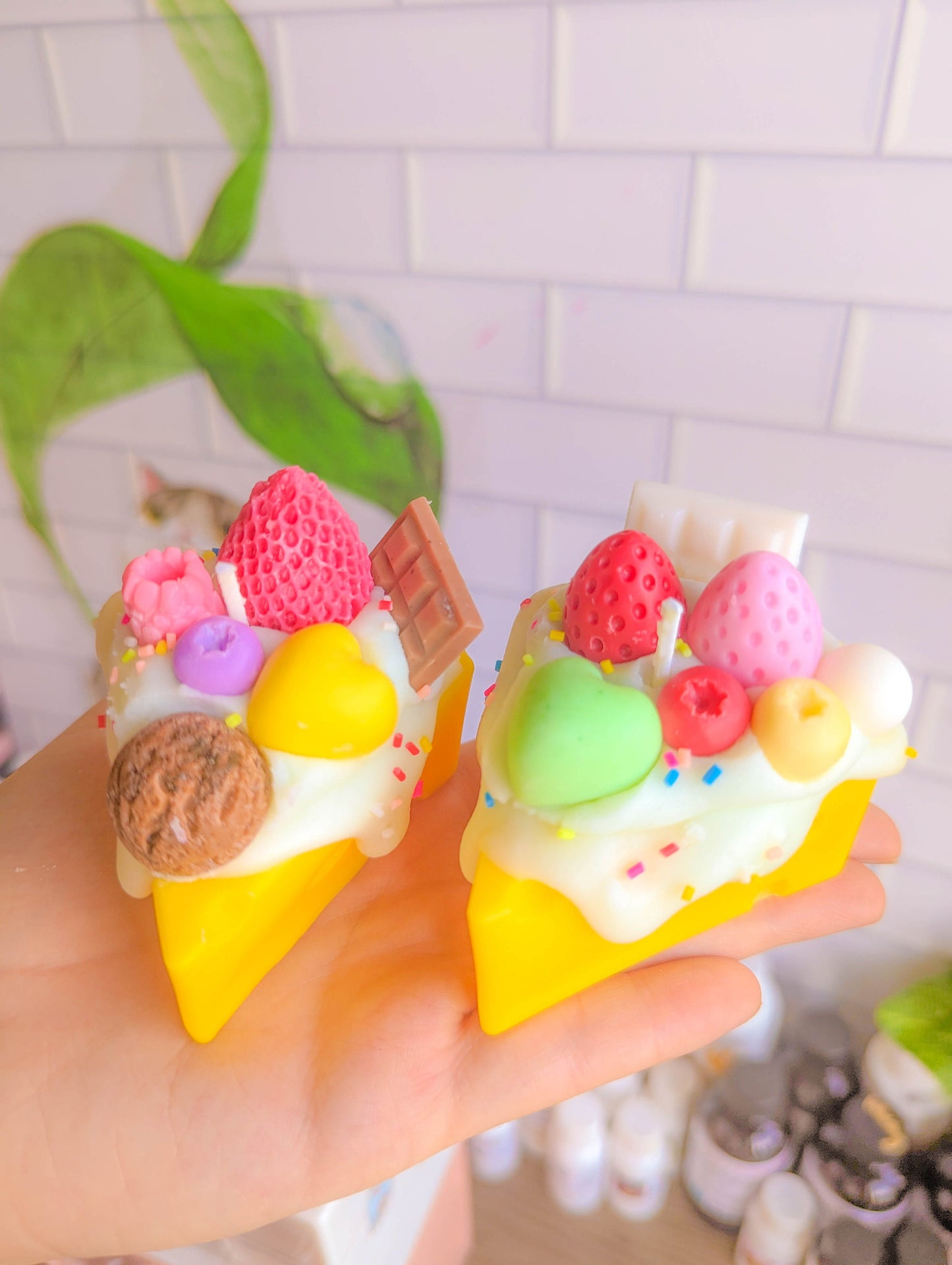 Kawaii cheesecake dessert candles