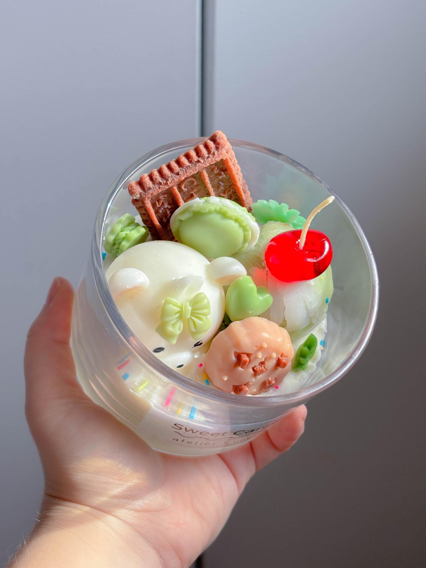 Cute mint chocolate chip scented candle