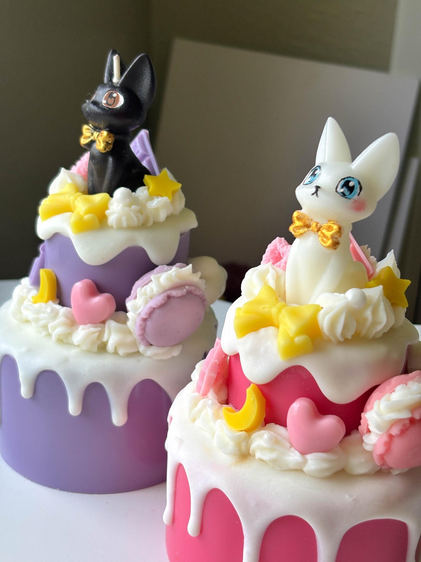 Cute sailor moon cat dessert cake candle