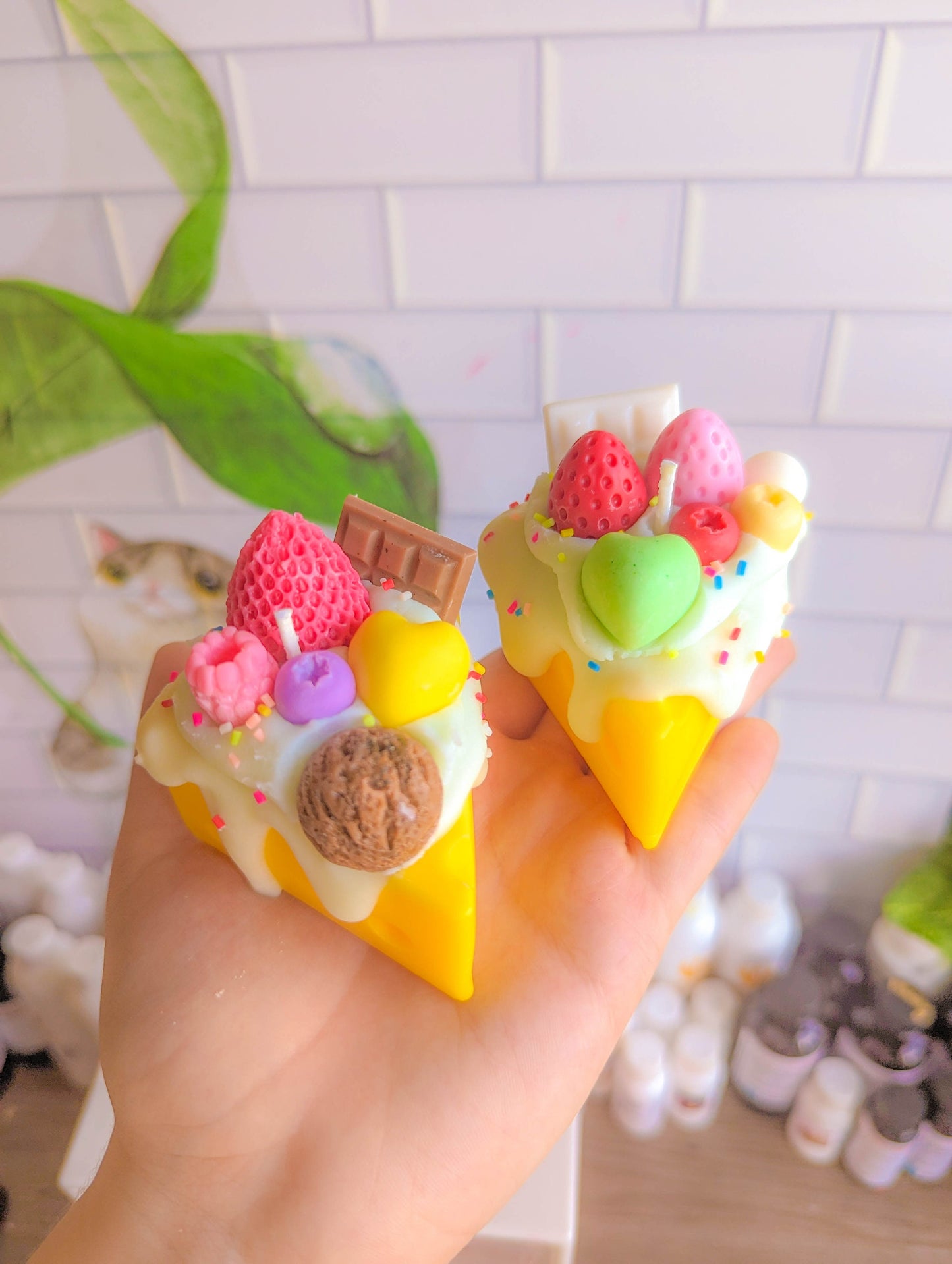 Kawaii cheesecake dessert candles