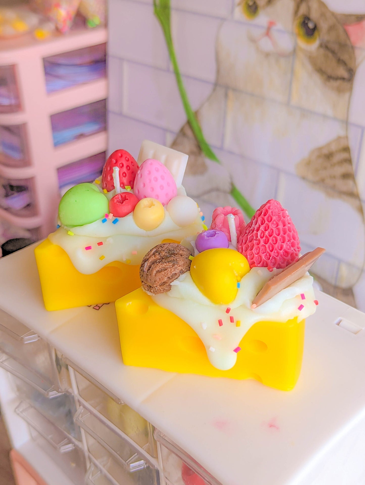 Kawaii cheesecake dessert candles