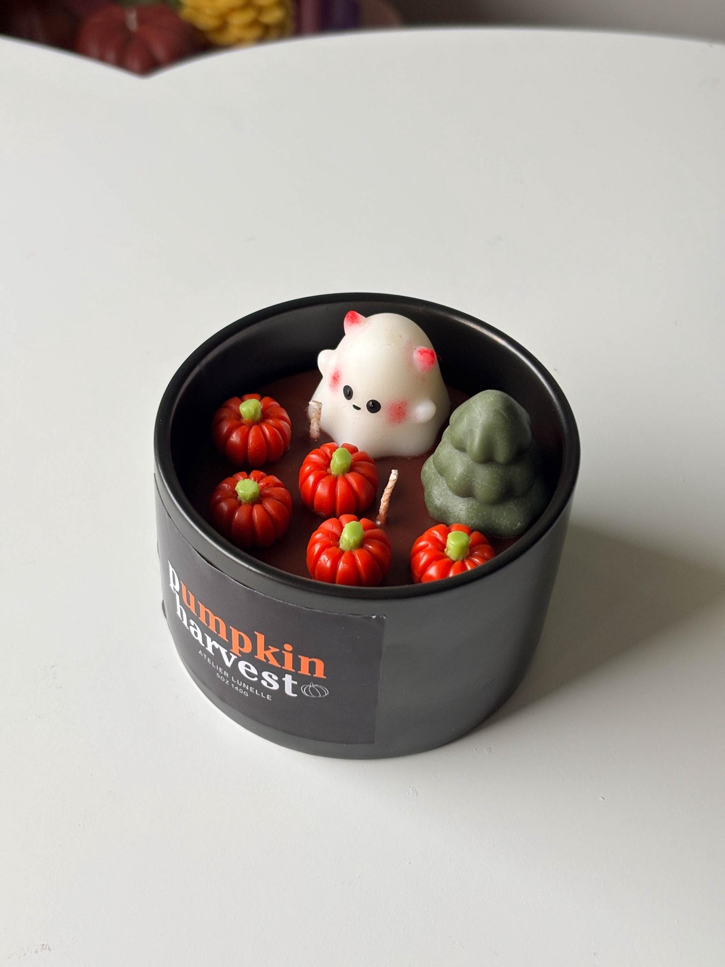 Cute halloween ghost pumpkin candle