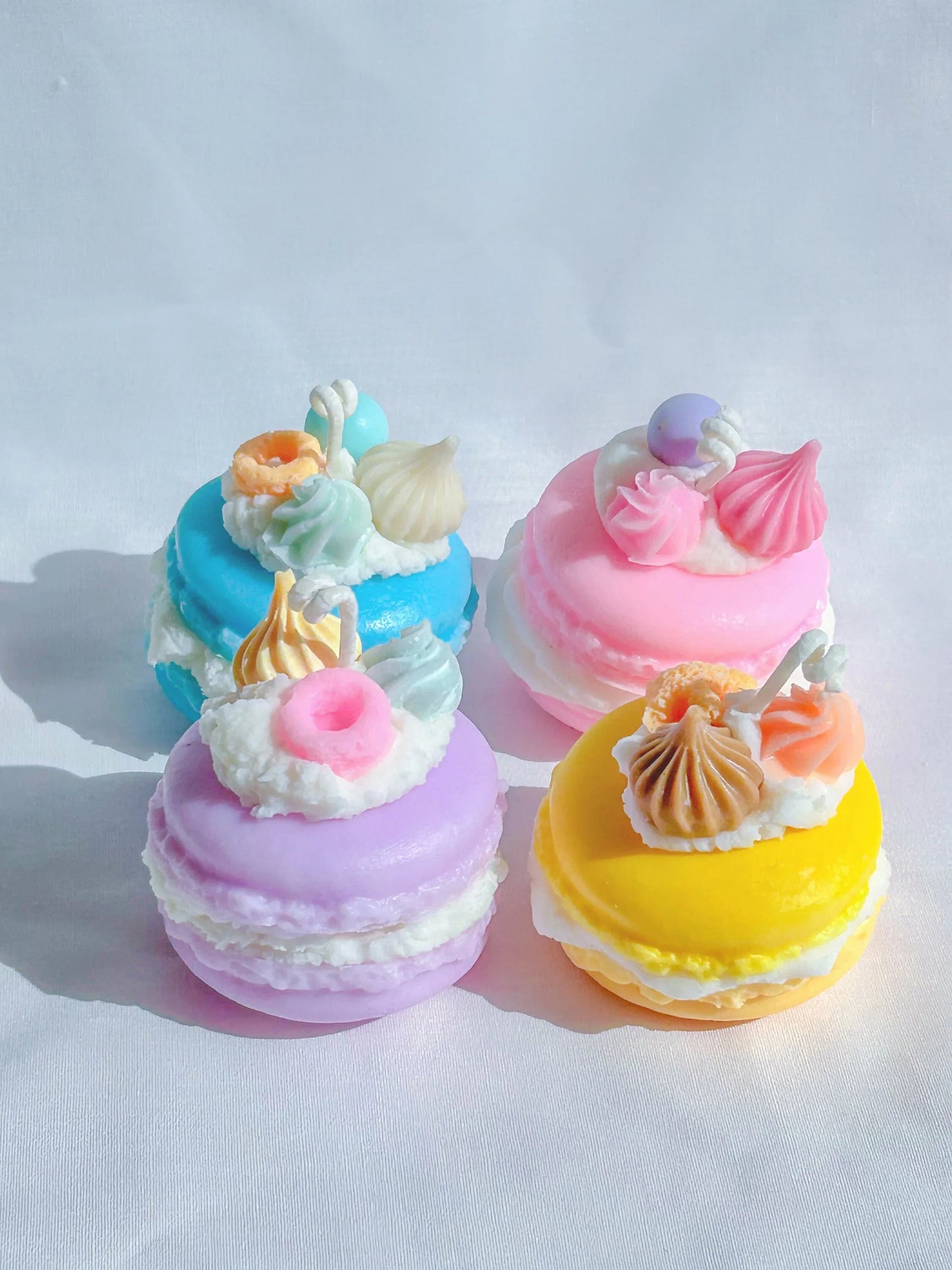 Kawaii pastel rainbow macaron candles