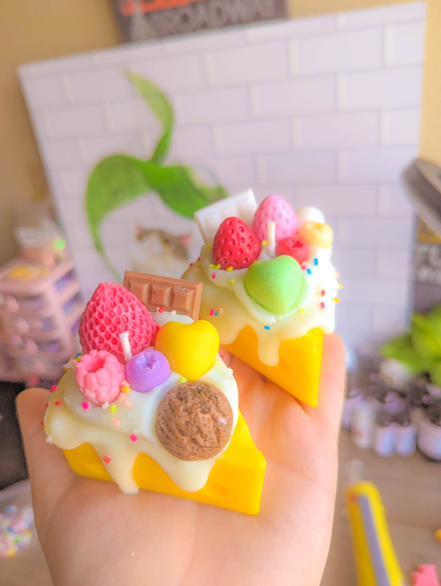 Kawaii cheesecake dessert candles