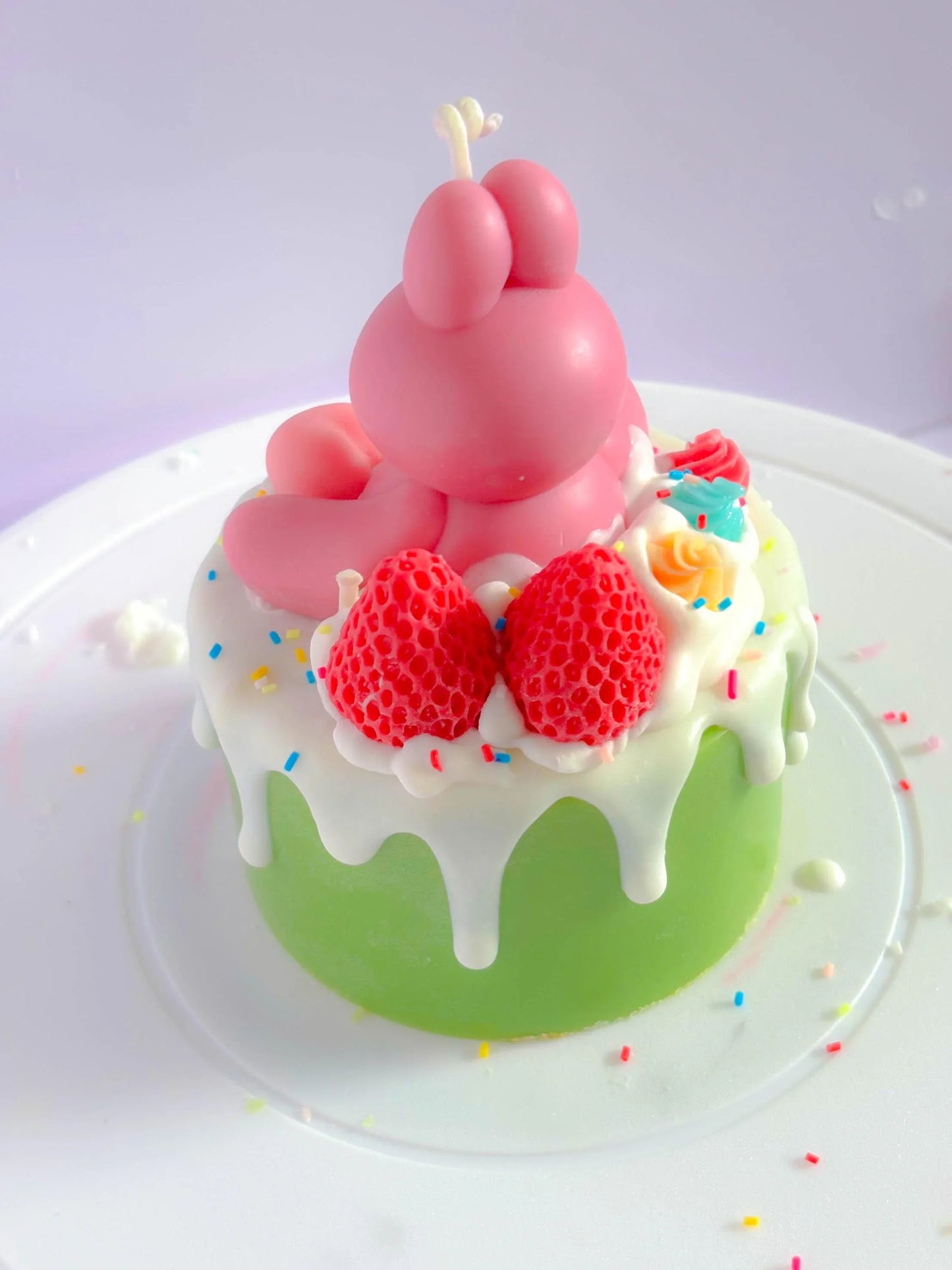 Kawaii bunny cake candle