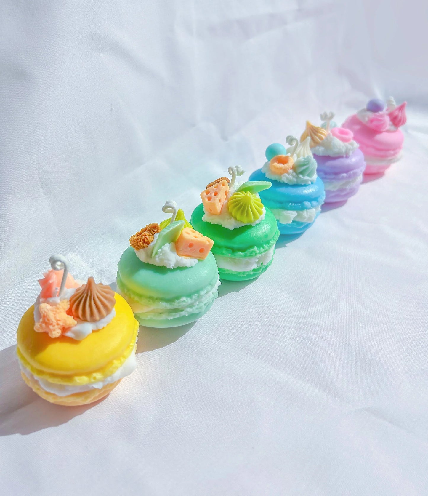 Kawaii pastel rainbow macaron candles