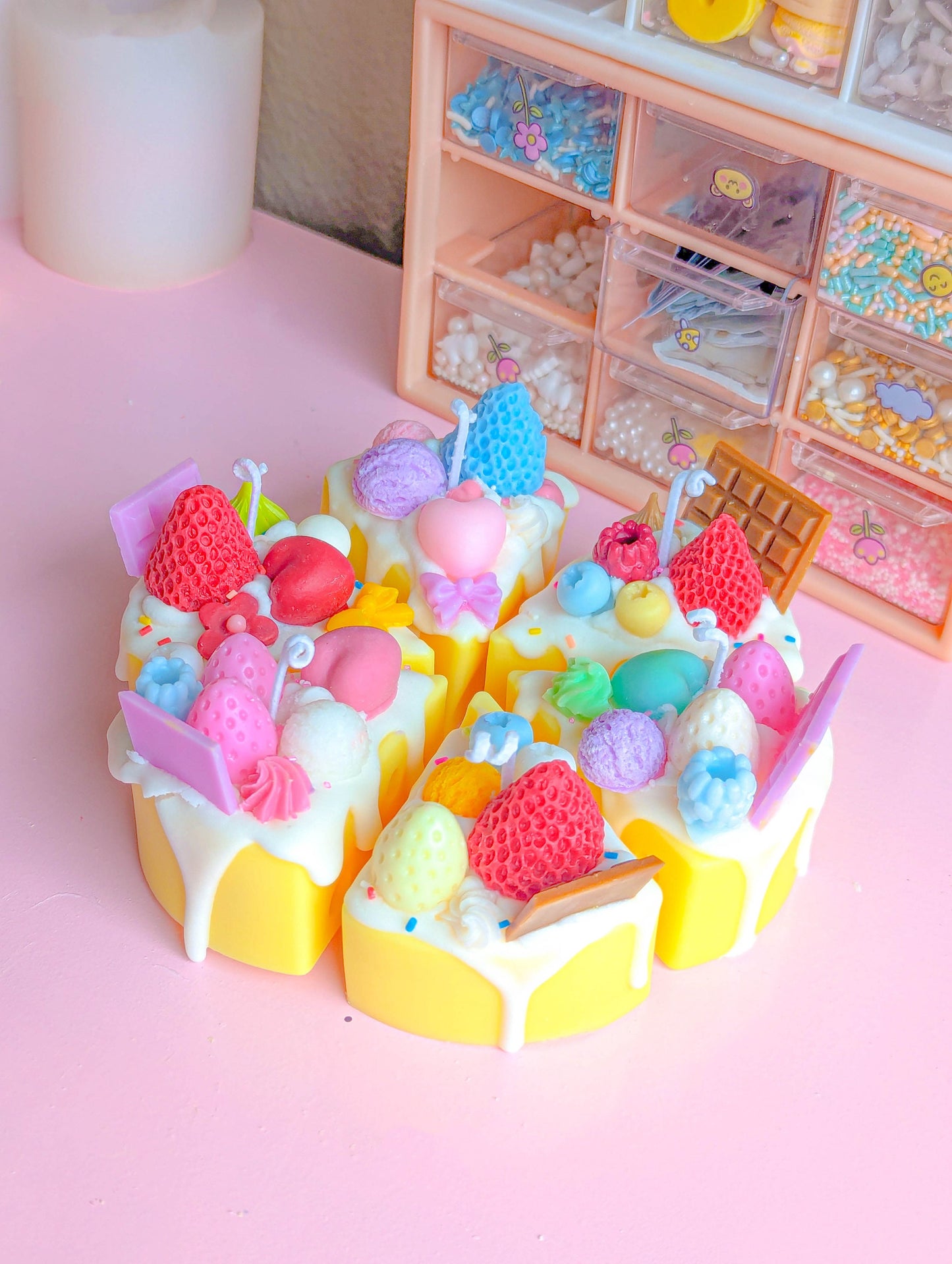 Kawaii cheesecake dessert candles