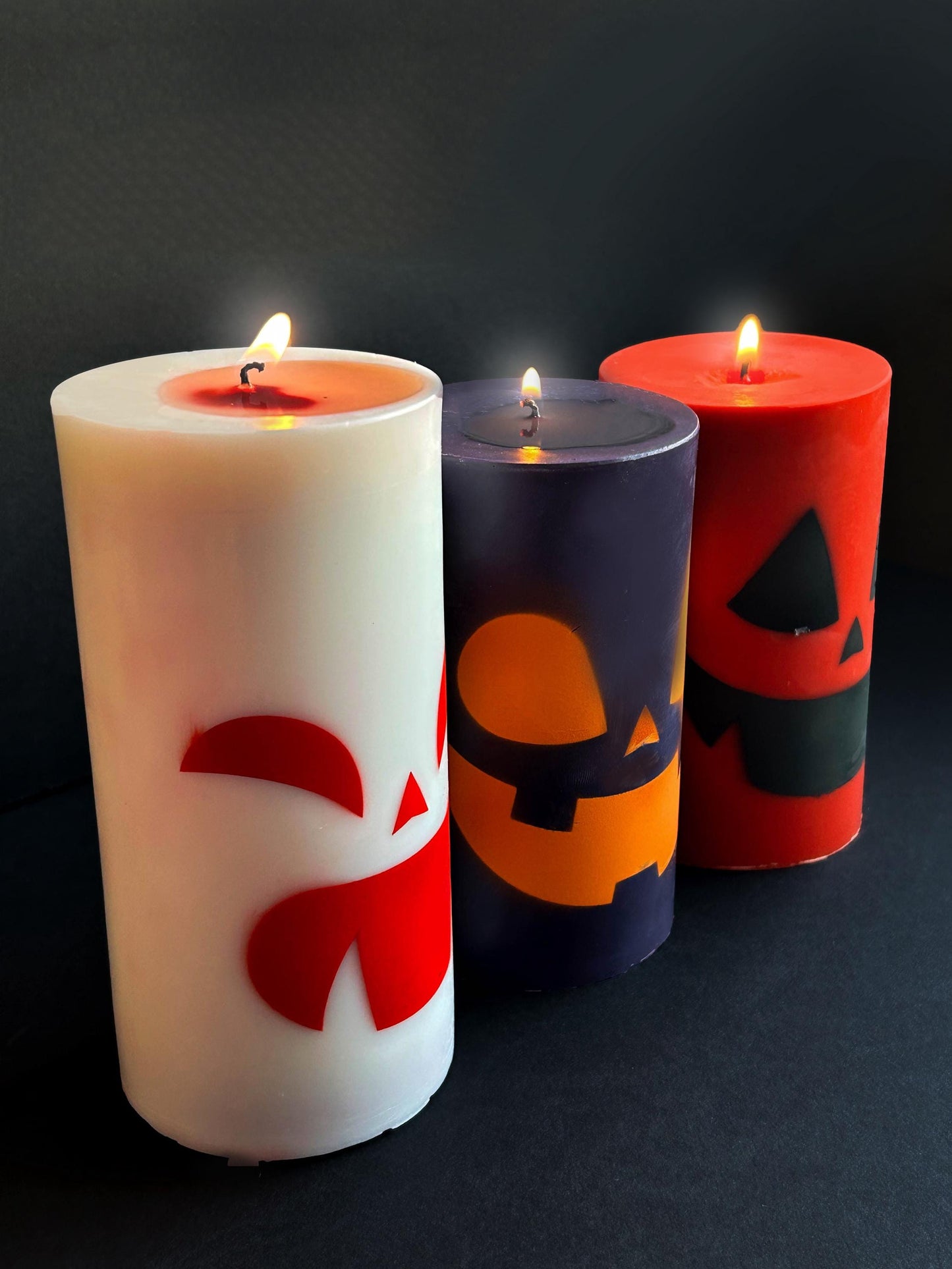 Halloween spooky pillar candles