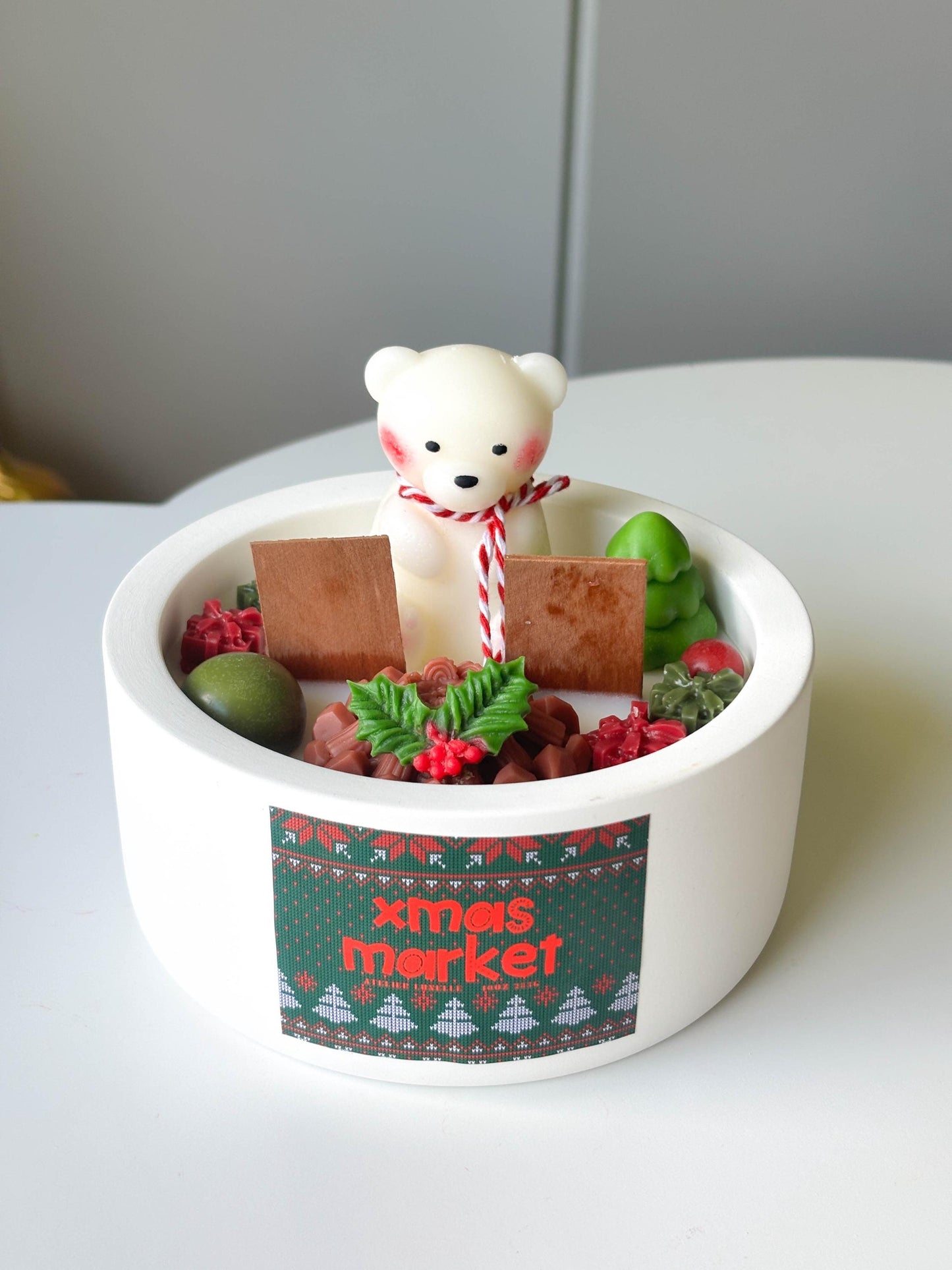 Cute christmas bear candle
