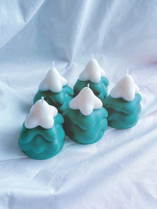 Christmas pine trees candles
