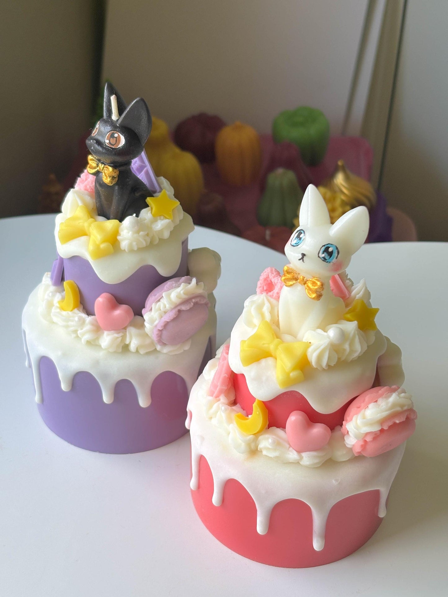 Cute sailor moon cat dessert cake candle