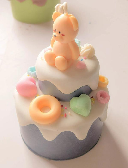 Cute two tier bear cake candle