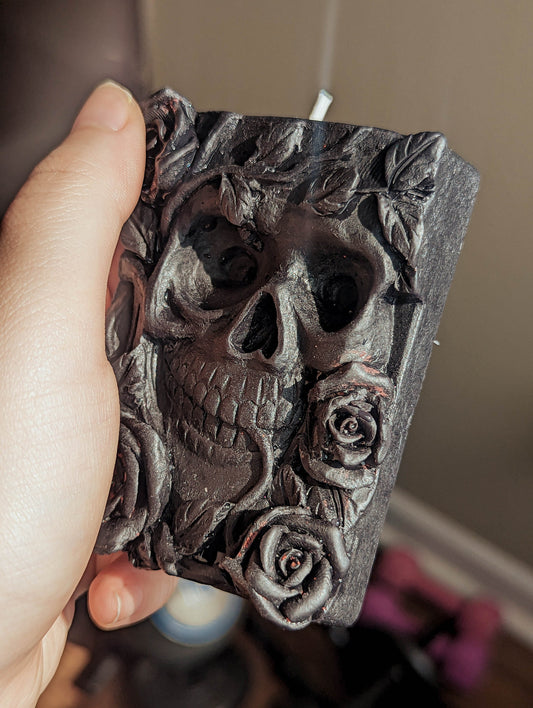 Halloween skull book candles