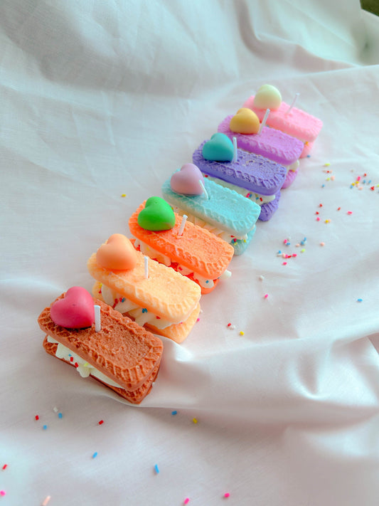 Kawaii heart biscuit cookie candle