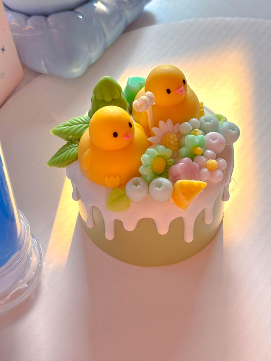 Cute duck cake candle
