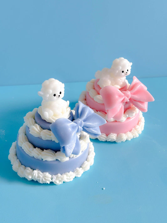 Coquette porcelain sheep cake candle