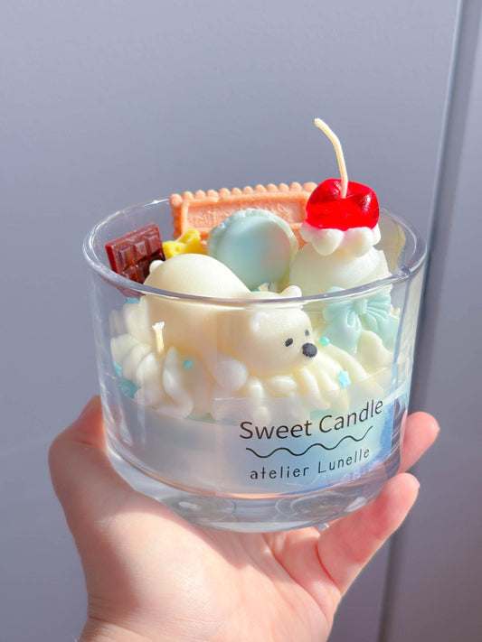 Kawaii polar bear ice cream candle