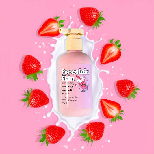 Strawberry milk hydrating lotion for sensitive skin