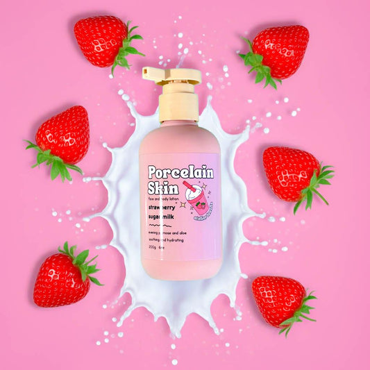 Strawberry milk hydrating lotion for sensitive skin