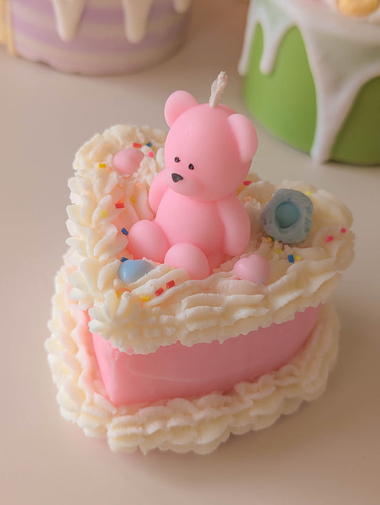 Cute teddybear whipped dessert candle