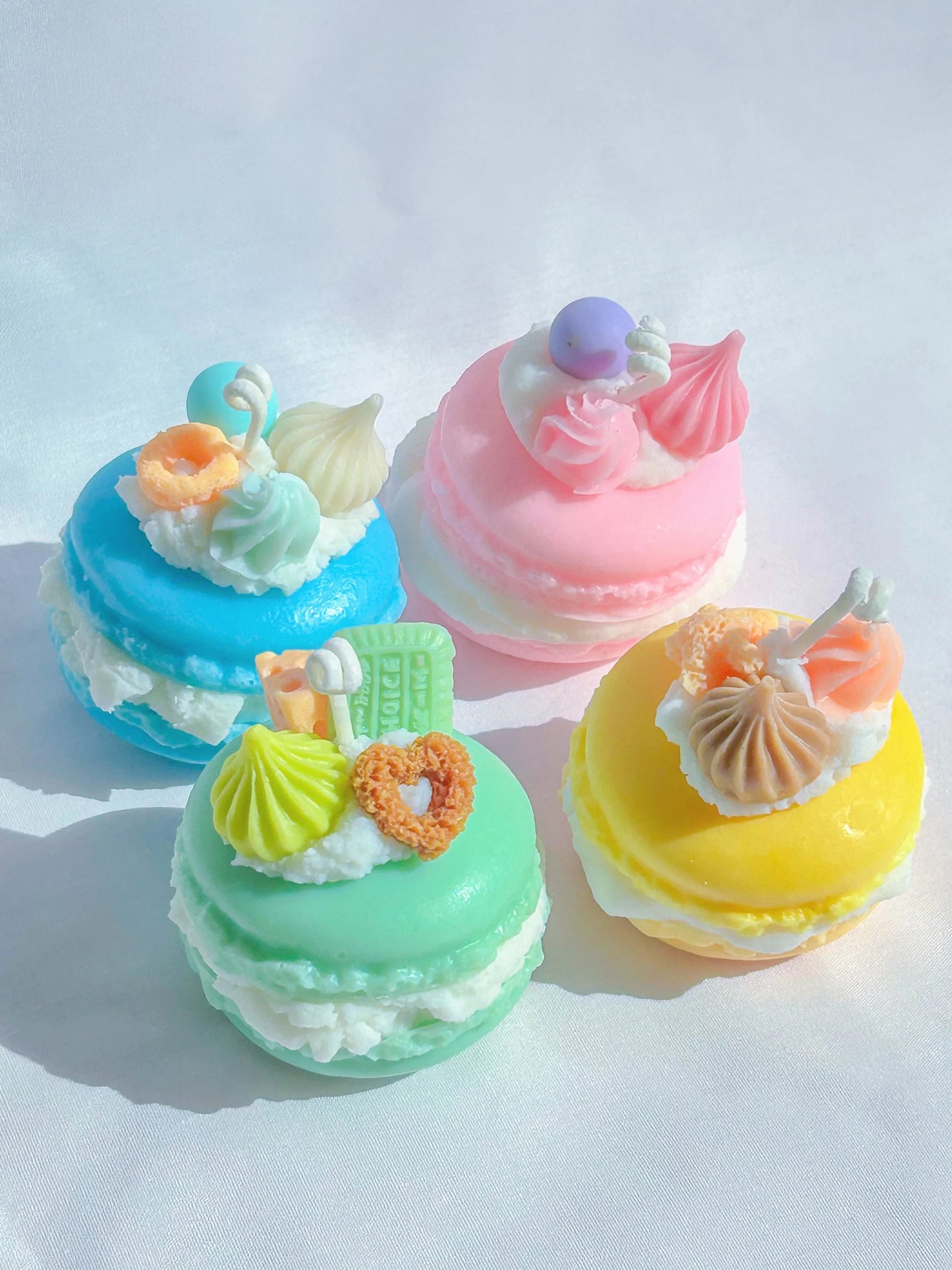 Kawaii pastel rainbow macaron candles