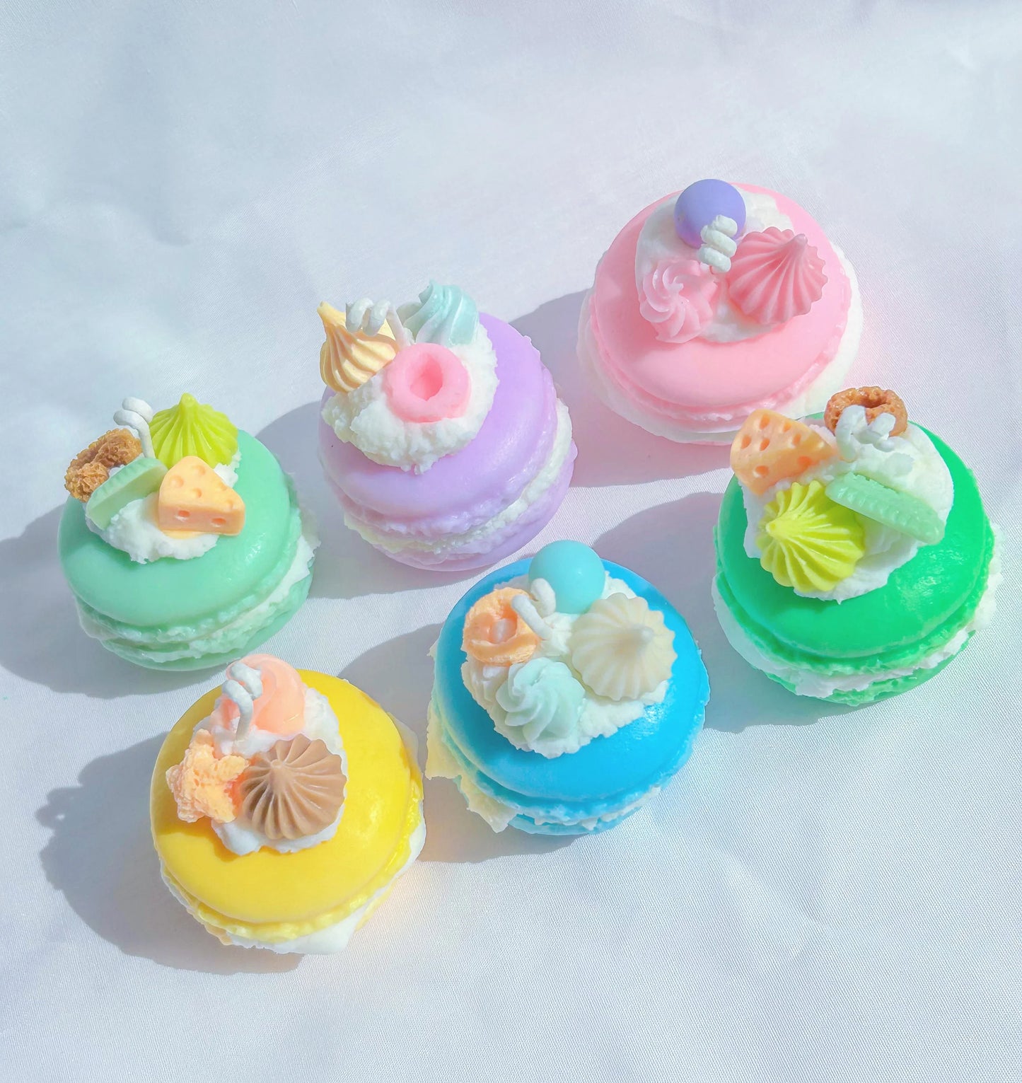 Kawaii pastel rainbow macaron candles