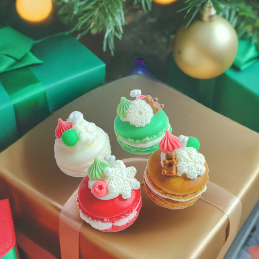 Christmas macaron candles