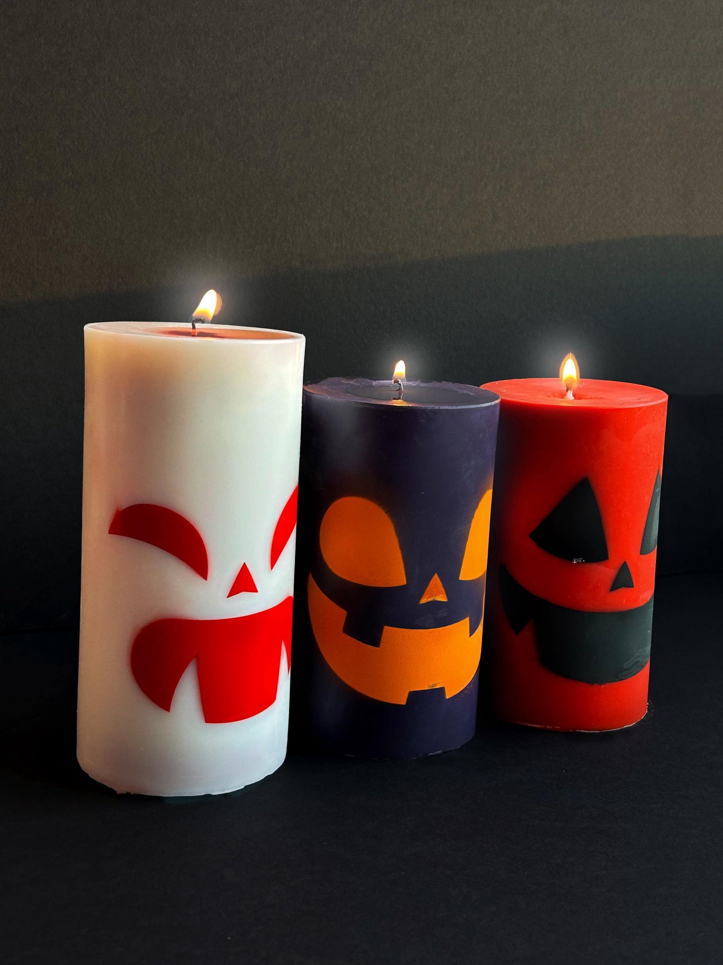 Halloween spooky pillar candles