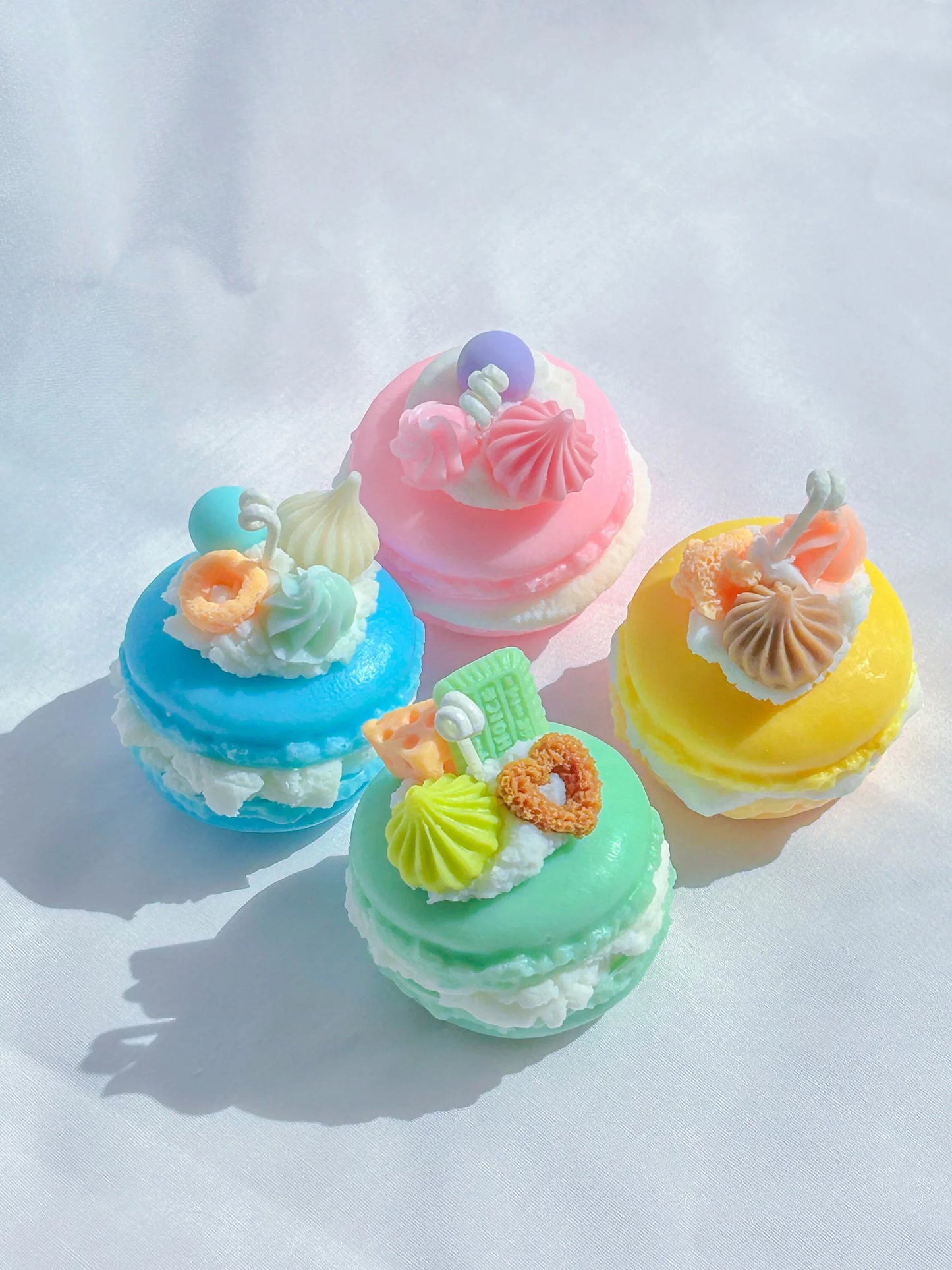 Kawaii pastel rainbow macaron candles