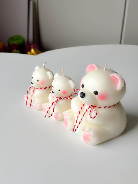 Cute christmas bear candle