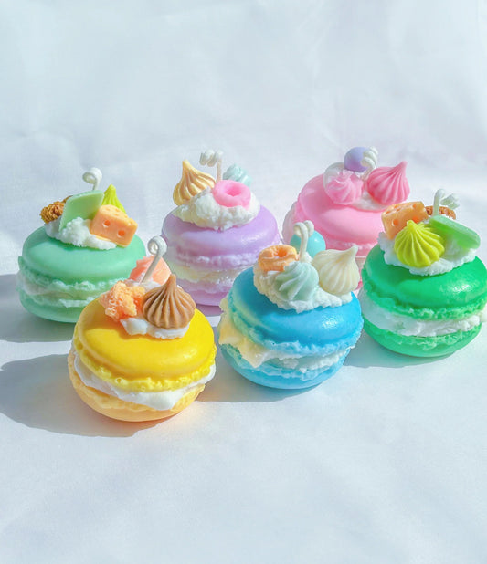 Kawaii pastel rainbow macaron candles
