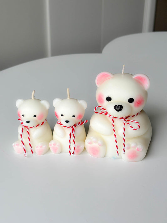 Cute christmas bear candle