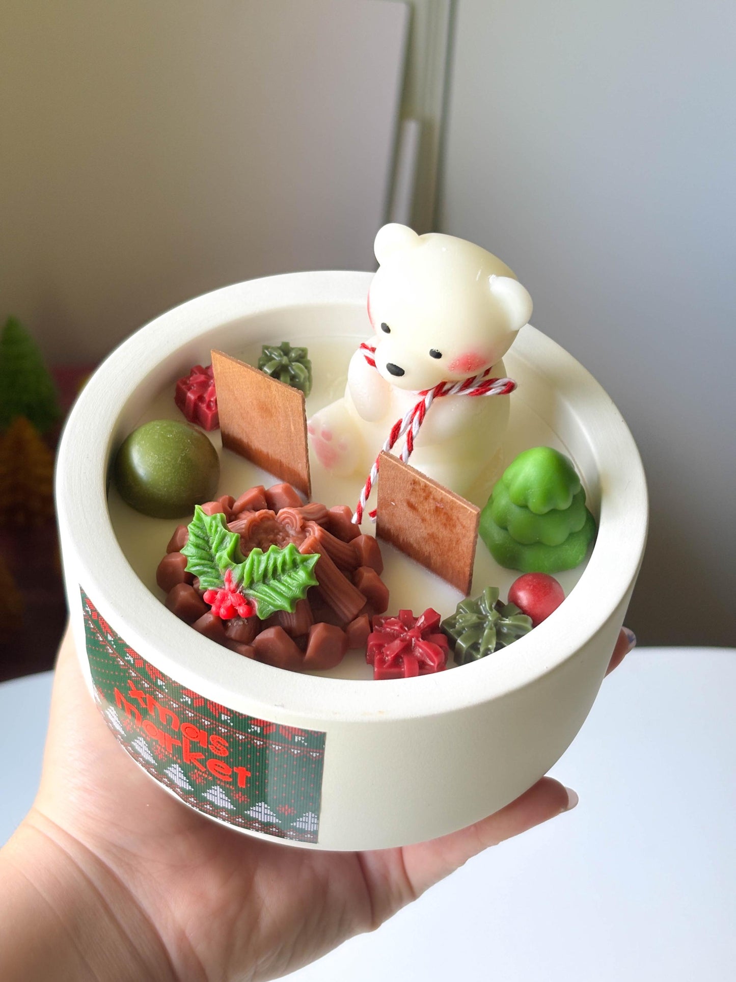 Cute christmas bear candle