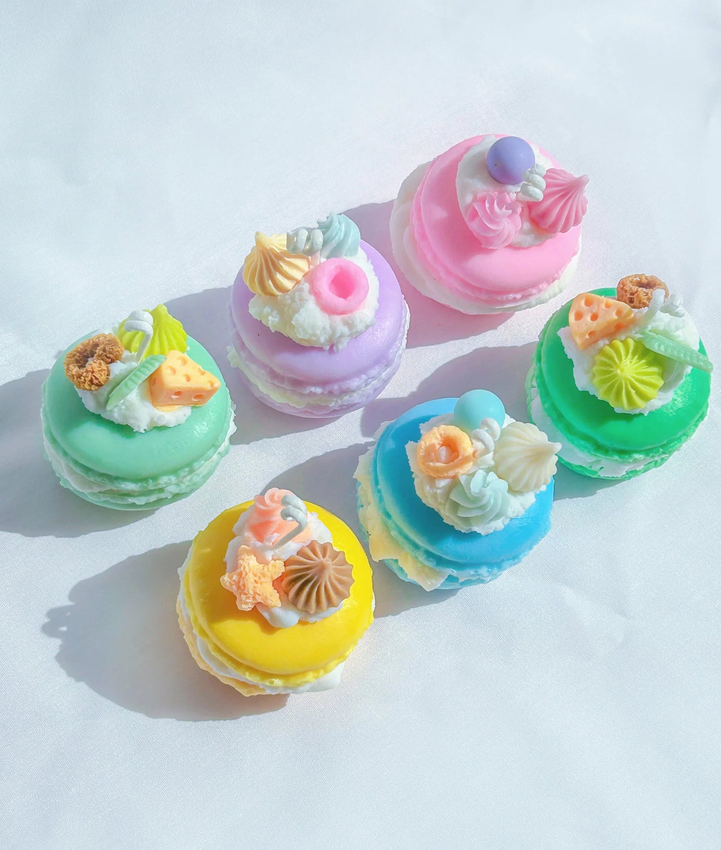 Kawaii pastel rainbow macaron candles