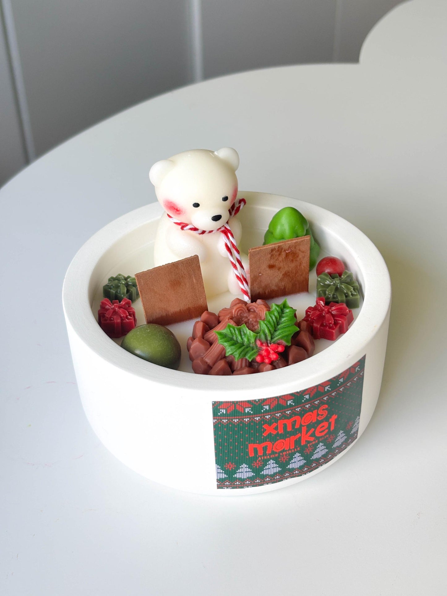 Cute christmas bear candle