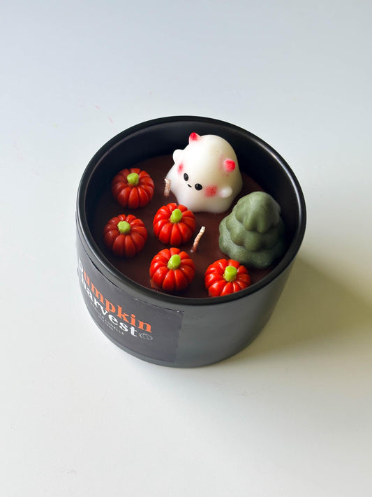 Cute halloween ghost pumpkin candle