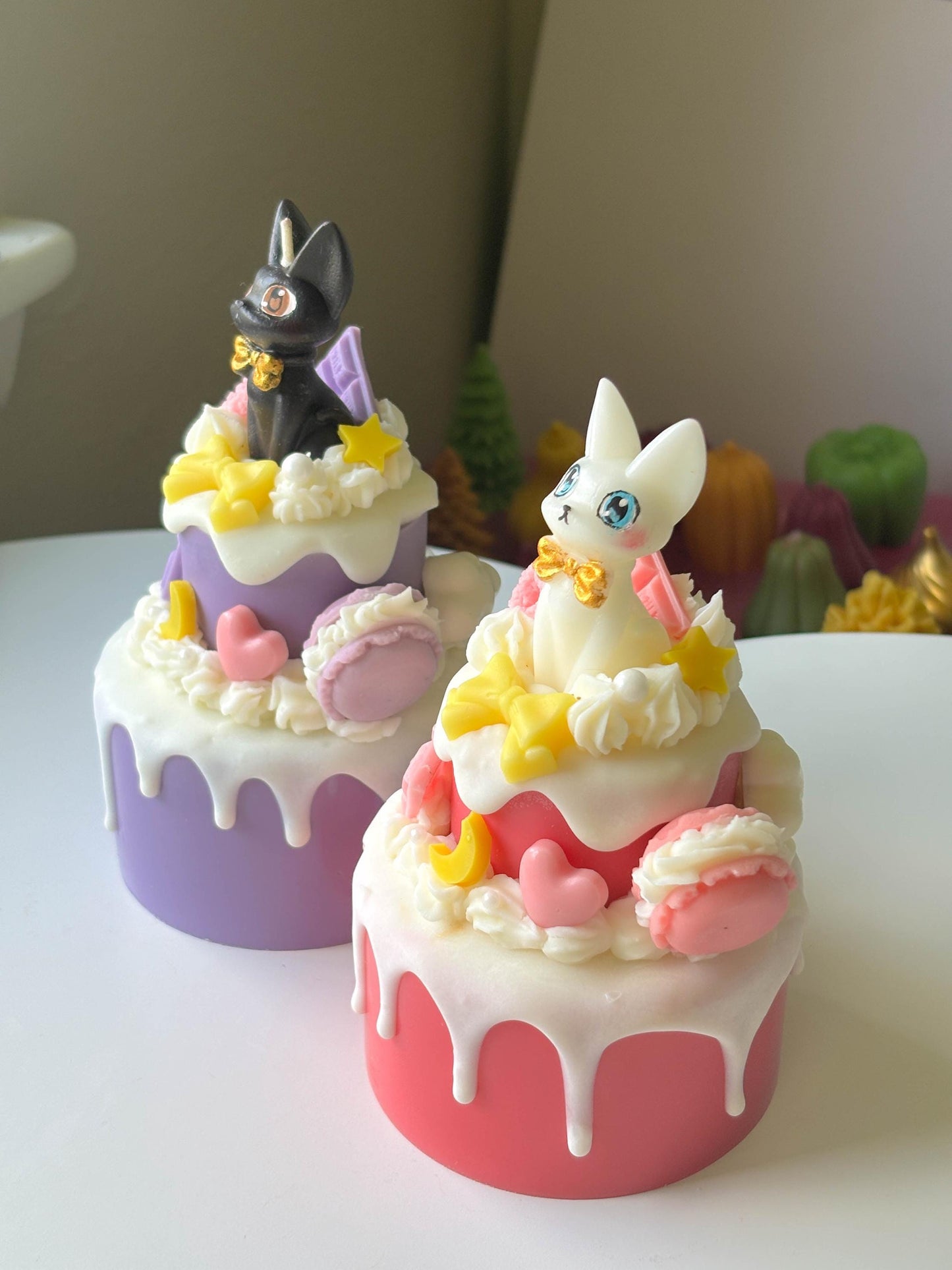Cute sailor moon cat dessert cake candle