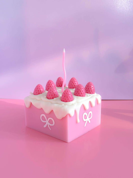 Kawaii strawberry cake candle