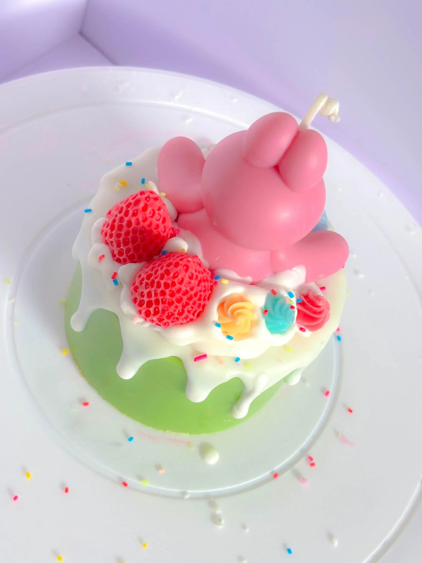 Kawaii bunny cake candle