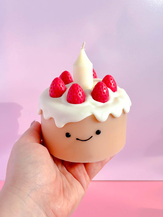 Cute jellycat strawberry cake candle
