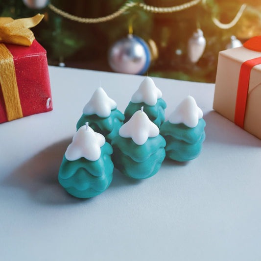 Christmas pine trees candles