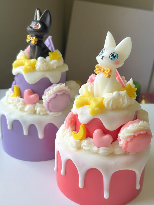 Cute sailor moon cat dessert cake candle
