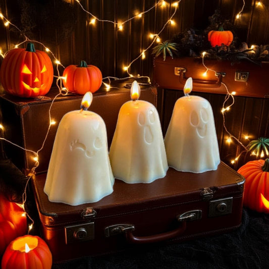 Cute spooky halloween ghost candles