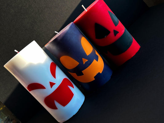 Halloween spooky pillar candles
