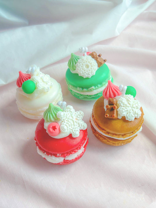 Christmas macaron candles