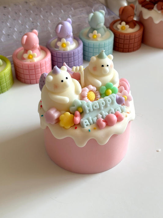 Cute teddy bear birthday cake candle