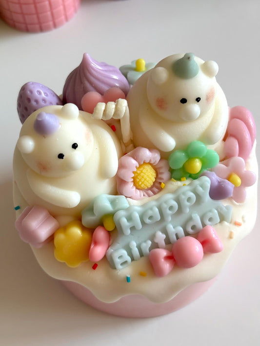 Cute teddy bear birthday cake candle
