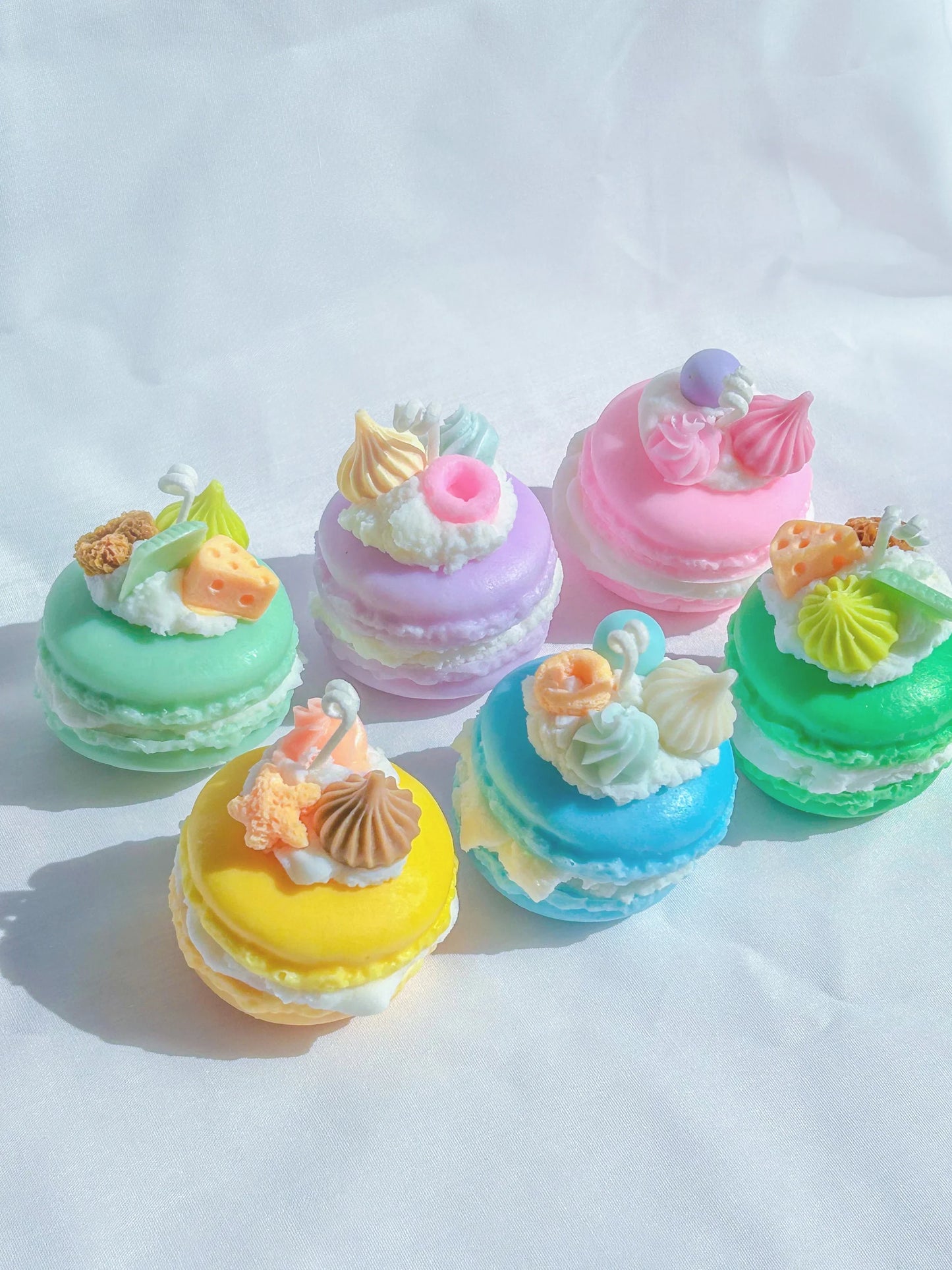 Kawaii pastel rainbow macaron candles
